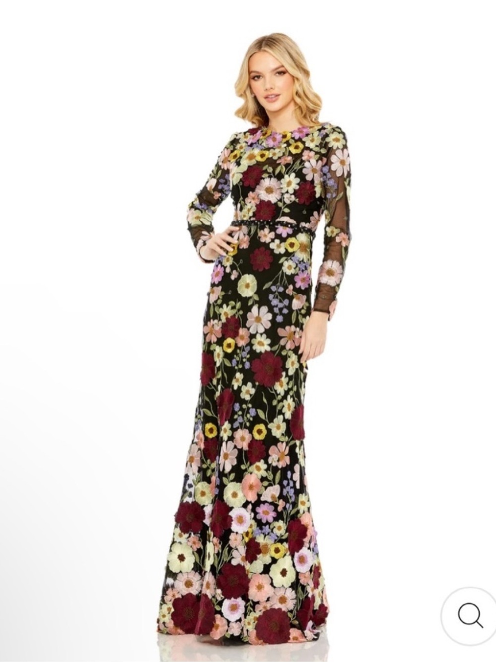 Mac Duggal 68201 Embroidered Appliqué Floral Trumpet Gown NWT